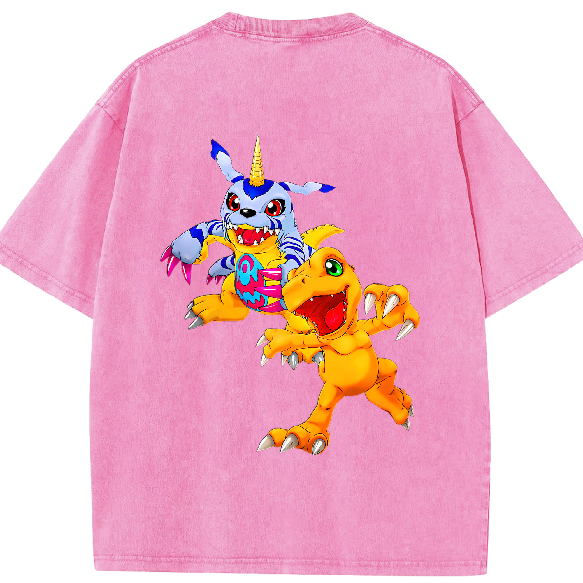 （画像用） Digimon デジタルモンスター/デジモン 綿100% ヴィンテージ風 半袖Tシャツ（背面プリント）